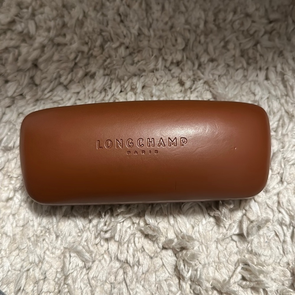 Longchamp cognac leather eyeglasses case